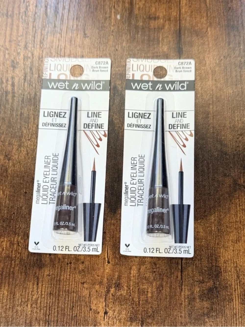 wet n wild DARK BROWN MegaLiner Liquid Eyeliner - (2 Pack)